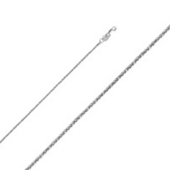 14K White Gold 1 mm Square Wheat Chain 16